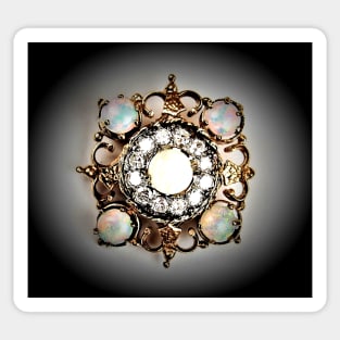 jewelled diamond pearl brooch decadent allure Sticker